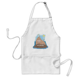 Funny happy walrus cartoon illustration schürze