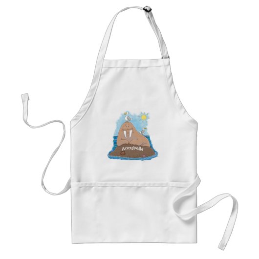 Funny happy walrus Cartoon Illustration Schürze (Vorne)