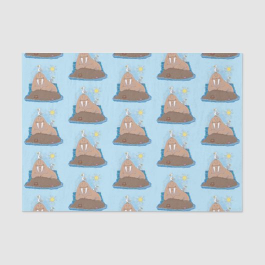 Funny happy walrus Cartoon Illustration Seidenpapier (Vorderseite)