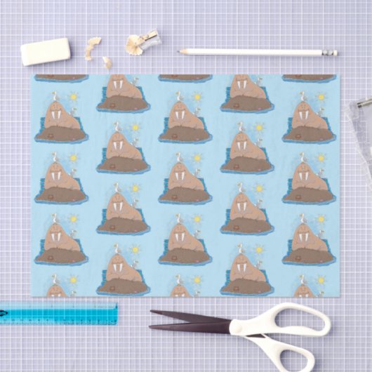Funny happy walrus Cartoon Illustration Seidenpapier (Handwerk)
