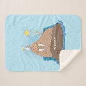 Funny happy walrus Cartoon Illustration Sherpadecke (Vorderseite (Horizontal))
