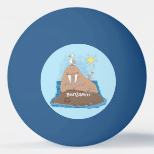 Funny happy walrus Cartoon Illustration Tischtennisball