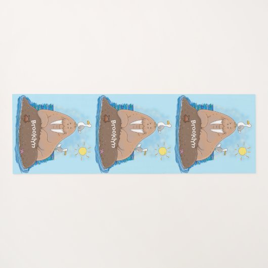 Funny happy walrus Cartoon Illustration Yogamatte (Rückseite (Horizontal))