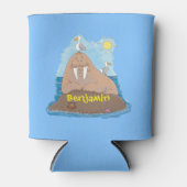 Funny happy walrus Cartoon Illustrator Cartoon Dosenkühler (Vorderseite)