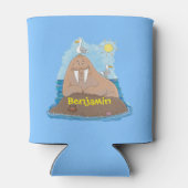 Funny happy walrus Cartoon Illustrator Cartoon Dosenkühler (Rückseite)