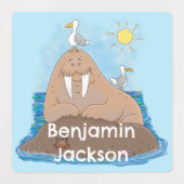 Funny happy walrus Cartoon personalisiert Etiketten (Design 1)