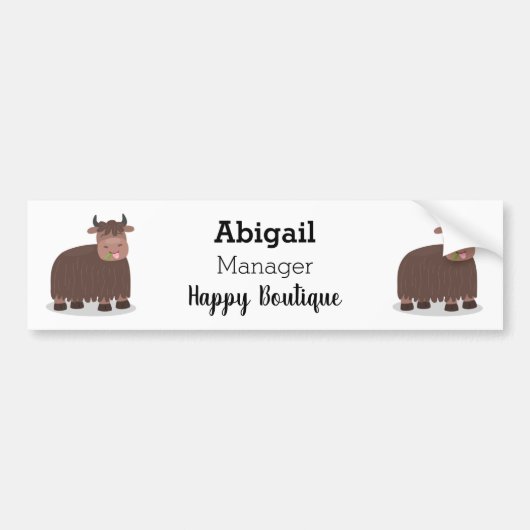 Funny happy yak aß gras Cartoon Illustration Autoaufkleber (Vorne)