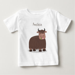 Funny happy yak aß gras Cartoon Illustration Baby T-shirt