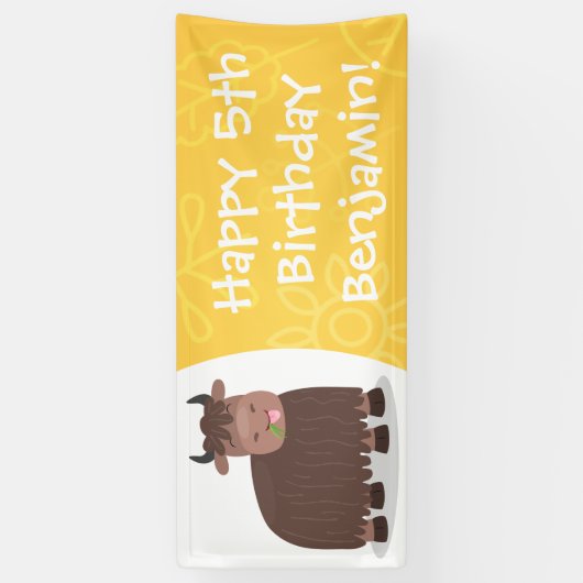 Funny happy yak aß gras Cartoon Illustration Banner (Vertikal)