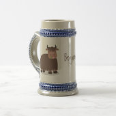 Funny happy yak aß gras Cartoon Illustration Bierglas (Vorderseite Links)