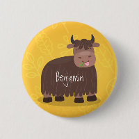 Funny happy yak aß gras Cartoon Illustration