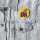 Funny happy yak aß gras Cartoon Illustration Button (Beispiel)