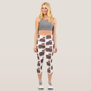 Funny happy yak aß gras Cartoon Illustration Capri Leggings