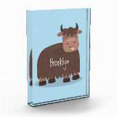 Funny happy yak aß gras Cartoon Illustration Fotoblock (Links)