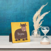 Funny happy yak aß gras Cartoon Illustration Fotoplatte (InSitu)