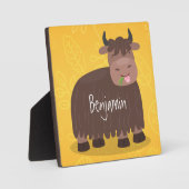 Funny happy yak aß gras Cartoon Illustration Fotoplatte (Vorderseite)