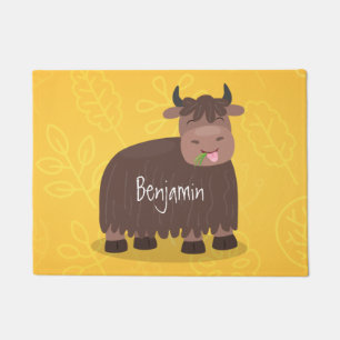 Funny happy yak aß gras Cartoon Illustration Fußmatte