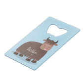 Funny happy yak aß gras Cartoon Illustration Geldbeutel Flaschenöffner (Rückseite Schrägansicht)