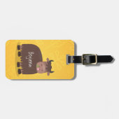 Funny happy yak aß gras Cartoon Illustration Gepäckanhänger (Vorderseite horizontal)