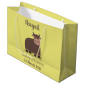 Funny happy yak aß gras Cartoon Illustration Große Geschenktüte (Vorderseite Schrägansicht)