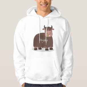Funny happy yak aß gras Cartoon Illustration Hoodie