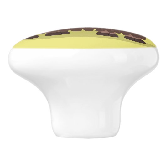 Funny happy yak aß gras Cartoon Illustration Keramikknauf (Seitenansicht)