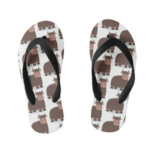 Funny happy yak aß gras Cartoon Illustration Kinderbadesandalen