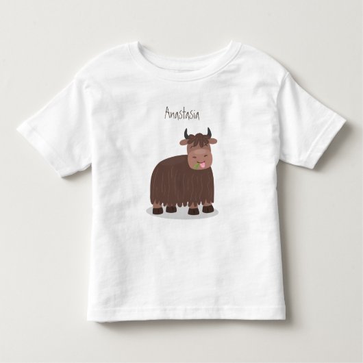 Funny happy yak aß gras Cartoon Illustration Kleinkind T-shirt (Vorderseite)