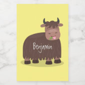 Funny happy yak aß gras Cartoon Illustration Lebensmitteletikett (Einzelnes Label)