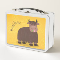 Funny happy yak aß gras Cartoon Illustration