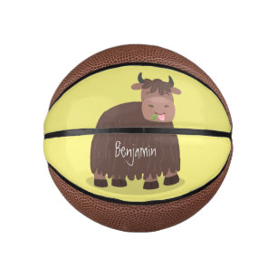 Funny happy yak aß gras Cartoon Illustration Mini Basketball
