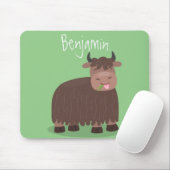 Funny happy yak aß gras Cartoon Illustration Mousepad (Mit Mouse)