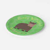 Funny happy yak aß gras Cartoon Illustration Pappteller (Schrägansicht)