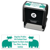 Funny happy yak aß gras Cartoon Illustration Permastempel (Beispiel)