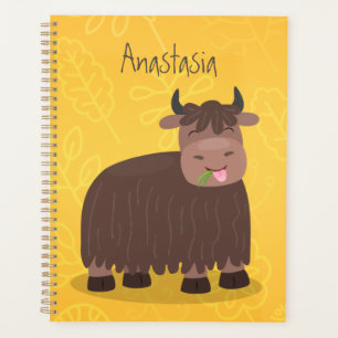 Funny happy yak aß gras Cartoon Illustration Planer