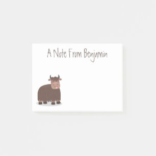 Funny happy yak aß gras Cartoon Illustration Post-it Klebezettel