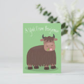 Funny happy yak aß gras Cartoon Illustration Postkarte (Stehend Vorderseite)