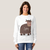 Funny happy yak aß gras Cartoon Illustration Sweatshirt (Vorne ganz)