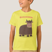 Funny happy yak aß gras Cartoon Illustration T-Shirt (Vorderseite)