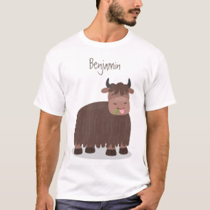 Funny happy yak aß gras Cartoon Illustration T-Shirt