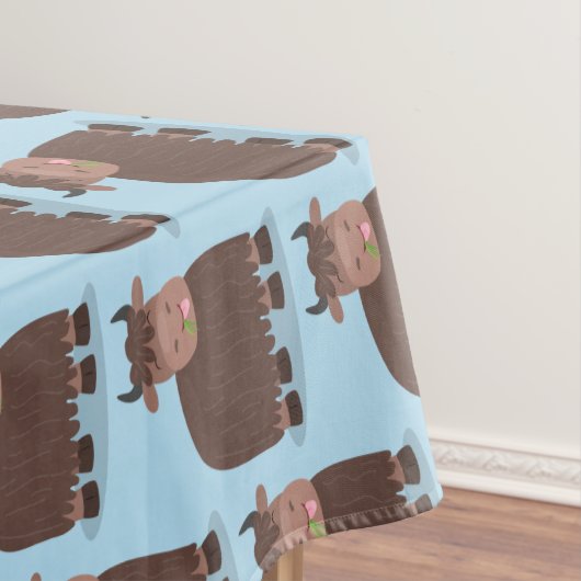 Funny happy yak aß gras Cartoon Illustration Tischdecke (Beispiel)