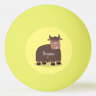 Funny happy yak aß gras Cartoon Illustration Tischtennisball