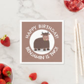 Funny happy yak personalisiert Cartoon Geburtstag Serviette (Beispiel)