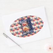 Funny Happy Zitat überall auf der Print Ovaler Aufkleber (Umschlag)