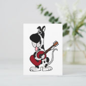Funny Harlequin Great Dane Playing Guitar Postkarte (Stehend Vorderseite)
