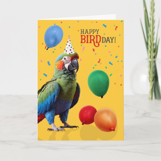 Funny Harlequin Macaw Parrot Birthday Karte (Vorderseite)