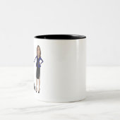 Funny Harris Walking Biden Cartoon Zweifarbige Tasse (Mittel)