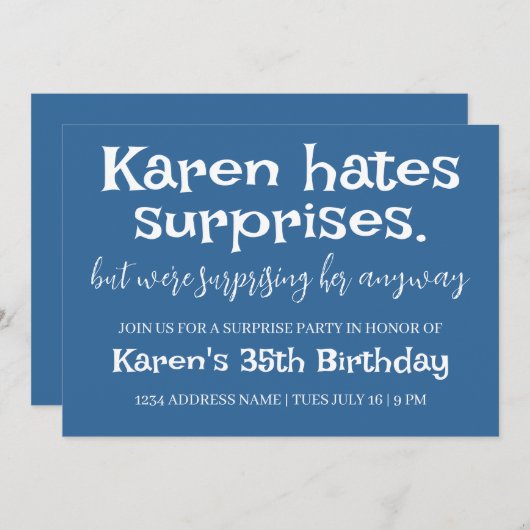 Funny Hasert Überraschungen Party Modernes Add Det Einladung (Vorne/Hinten)