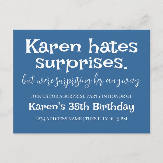 Funny Hasert Überraschungen Party Modernes Add Det Postkarte (Vorderseite)