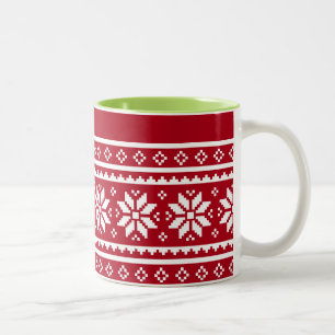 Funny hässlich Weihnachts Pullover Muster Kaffee U Zweifarbige Tasse